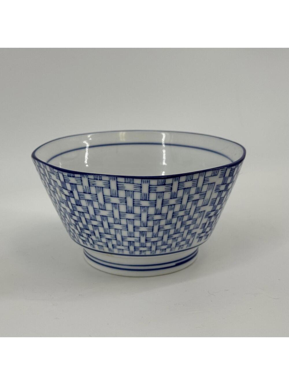 Nantucket Blue and White Porcelain Bowl with Basket Weave Pattern #TM225